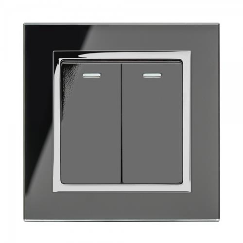 Crystal CT Rocker Light  Switch 2G/2W Bl