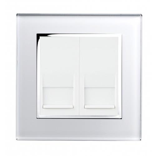 Crystal CT RJ11 Dual Telephone Socket Wh