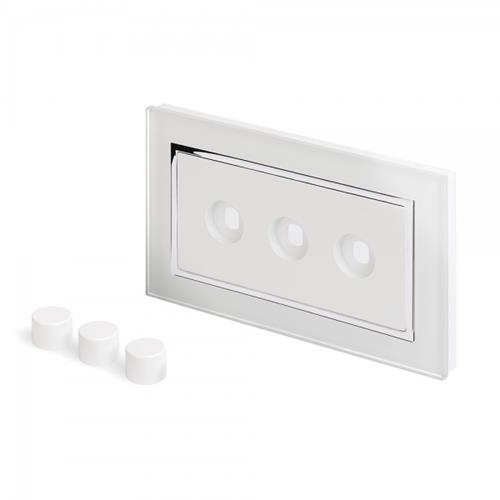 Crystal CT 3 Gang LED Dimmer Plate White