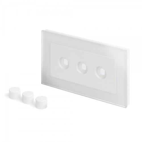 Crystal PG 3 Gang LED Dimmer Plate White