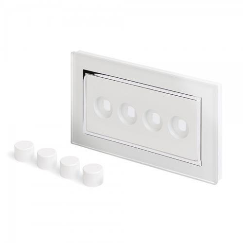 Crystal CT 4 Gang LED Dimmer Plate White