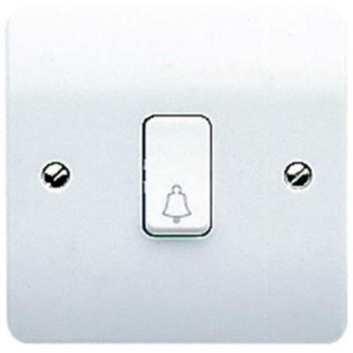 10A 1G 1W PUSH BELL SW WH