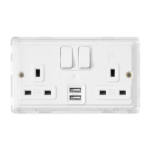 Dimensions Socket 2 Gang DP Swi 2xUSB