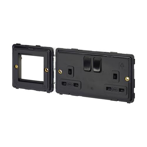 COMBI PLATE 1X2G SW.SKT+1X 2MOD EURO(LH)