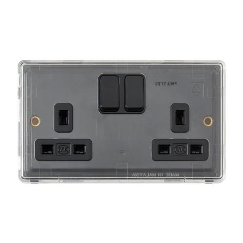 Dimensions Socket 2 Gang DP Dual Earth S