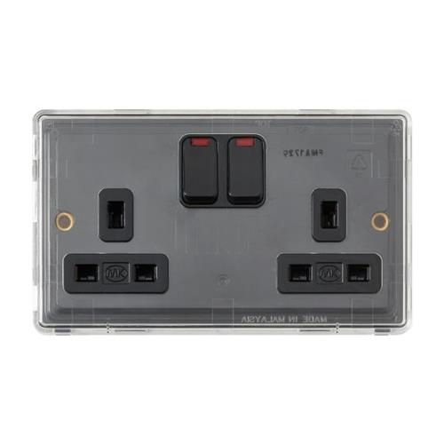 2 GANG 13A DP DUAL EARTH SW SKT W/NEON