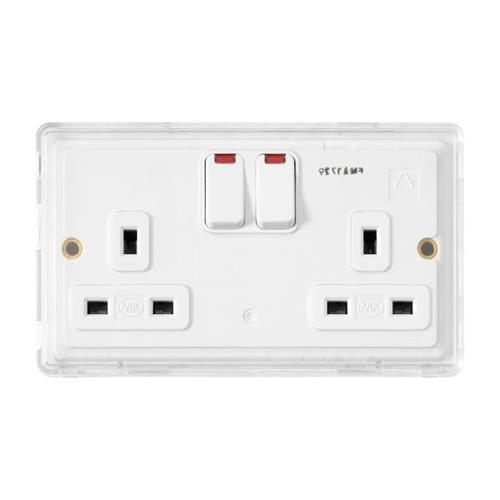 2 GANG 13A DP DUAL EARTH SW SKT W/NEON