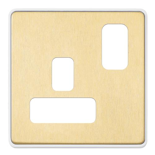 DIM F/PL 1G 13A SWD SOC WHT TR SAT-BRASS