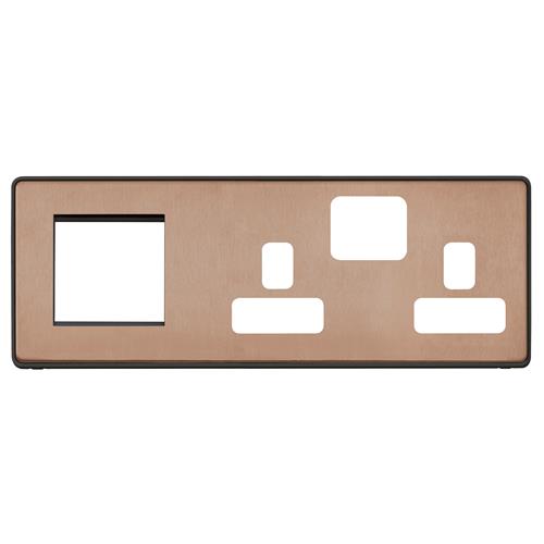 COMBI 2G SW SKT + 2 MOD EURO (LH) FPLATE