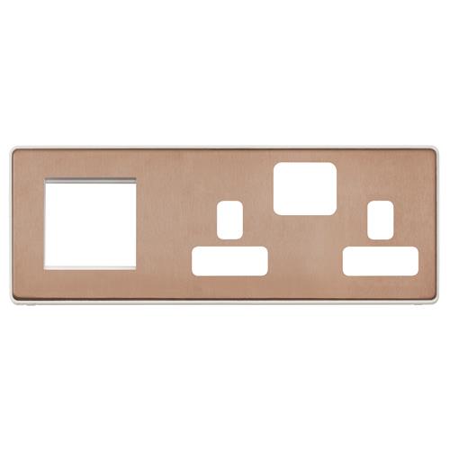 COMBI 2G SW SKT + 2 MOD EURO (LH) FPLATE