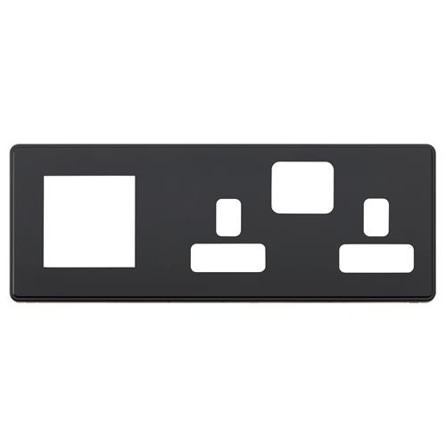 COMBI 2G SW SKT + 2 MOD EURO (LH) FPLATE