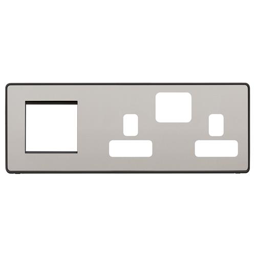 COMBI 2G SW SKT + 2 MOD EURO (LH) FPLATE