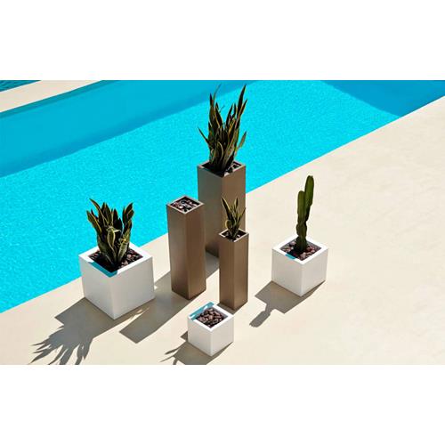 SQUARE TOWER POT 35X35X100 LACQUERED WHT