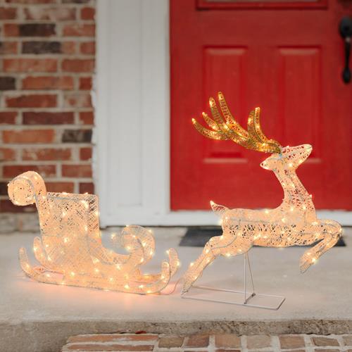 REINDEER WITH SLEIGH 3D 60CM 160 LED SER