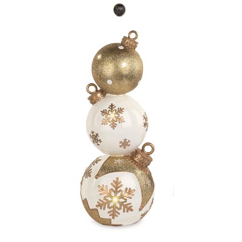 3 WHITE/GOLD BALLS TOTEM WITH LED H.645