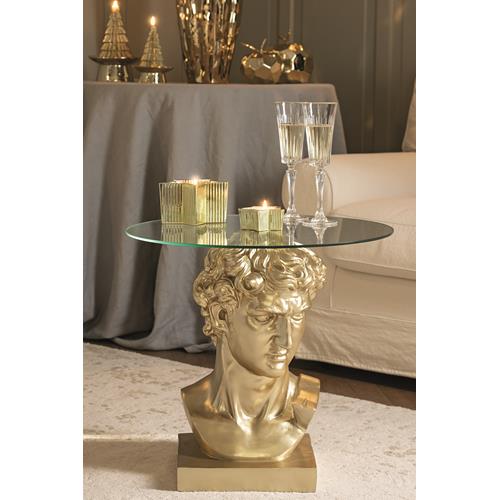 GOLD DAVID FACE GLASS TABLE D.510XH.510